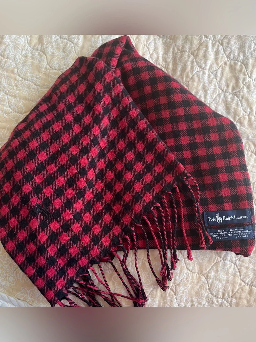 High-End Tier Polo Ralph Lauren scarf made in Italy & 💯 % COTTON. Excellent